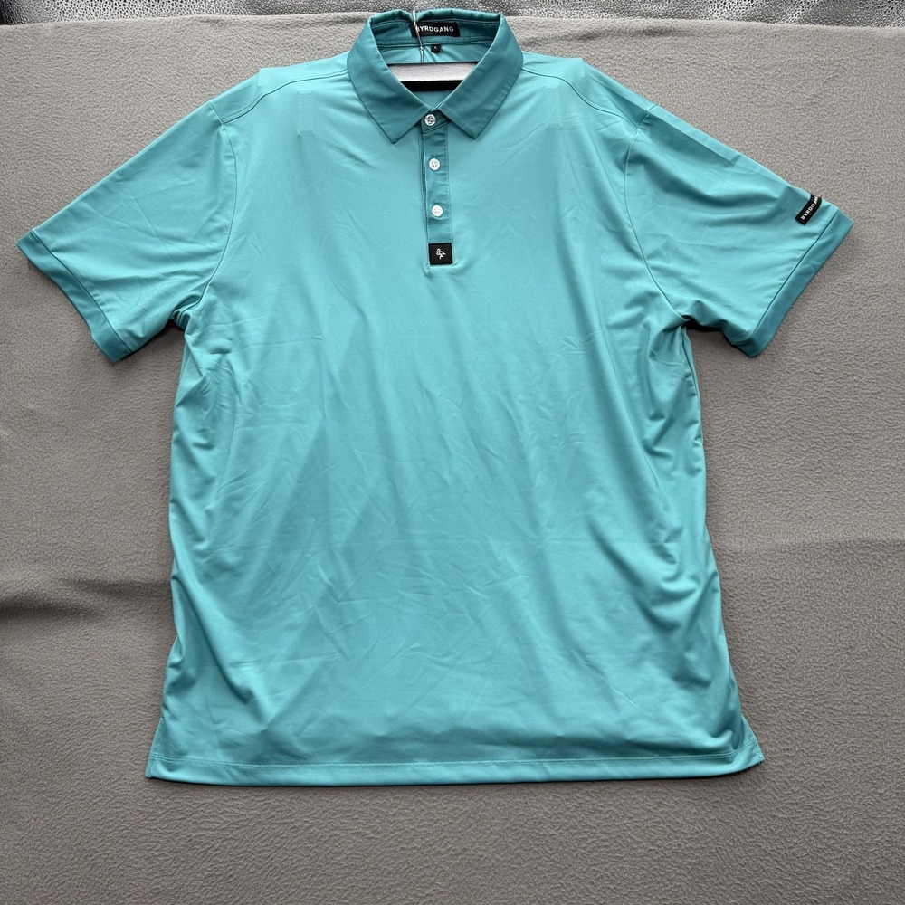 BYRDGANG Polo Shirt‎ Mens Large Blue Solid Performance Stretch Casual Top